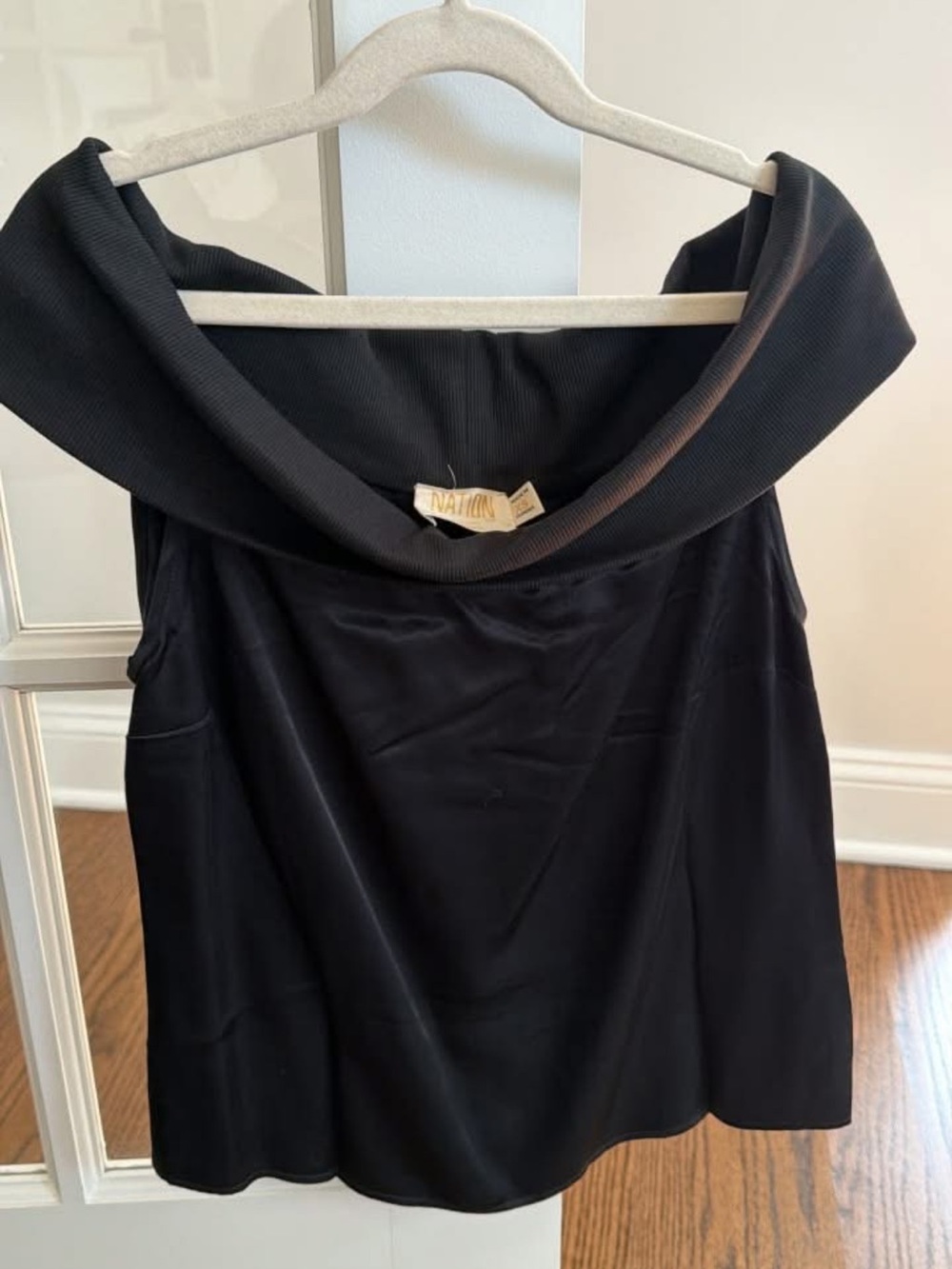 Nation LTD Black Strapless Folded Neck Dress